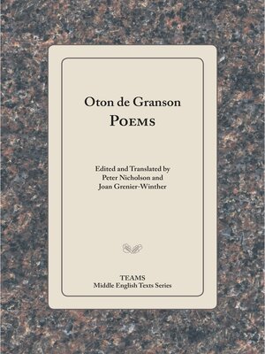 cover image of Oton de Granson, Poems